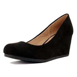 J Jill Black Round Toe Suede Wedges